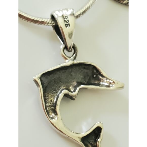 Vintage Dolphin Sterling Silver Necklace - Picture 4 of 5